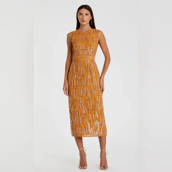 Mac Duggal
Sleeveless Abstract Beaded Midi Dress - Picture 9 of 11